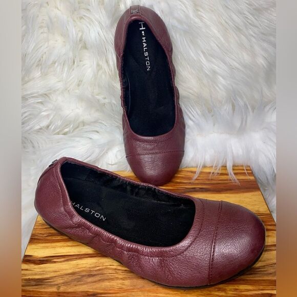 H by Halston Shoes Womens 5.5 M Kaden Flats Wine Burgundy Leather Ballet Cushion - Picture 1 of 8